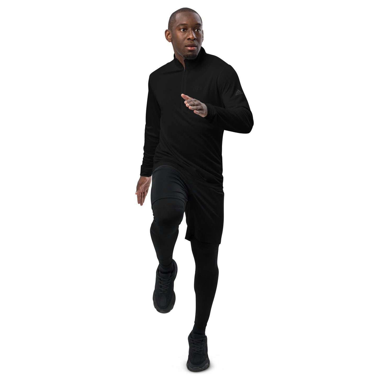 Black logo Quarter zip pullover