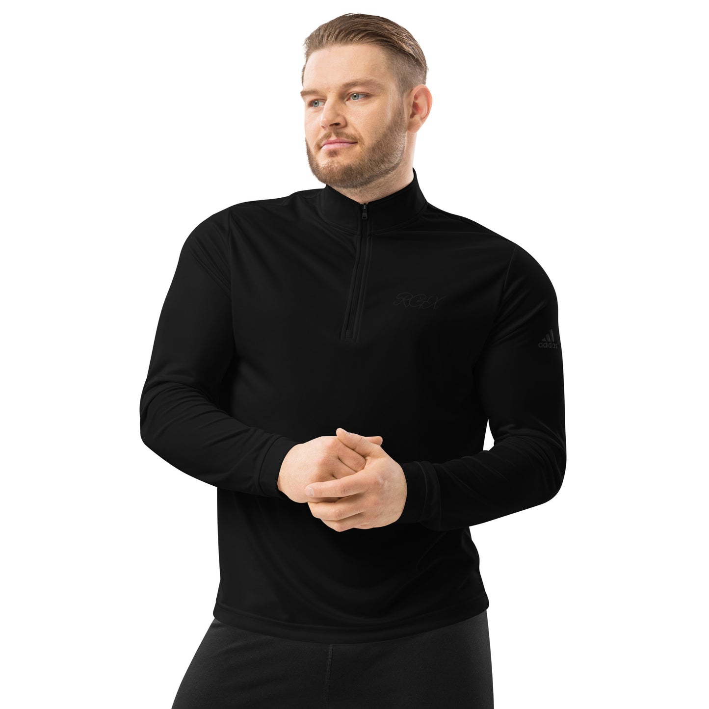 Black logo Quarter zip pullover