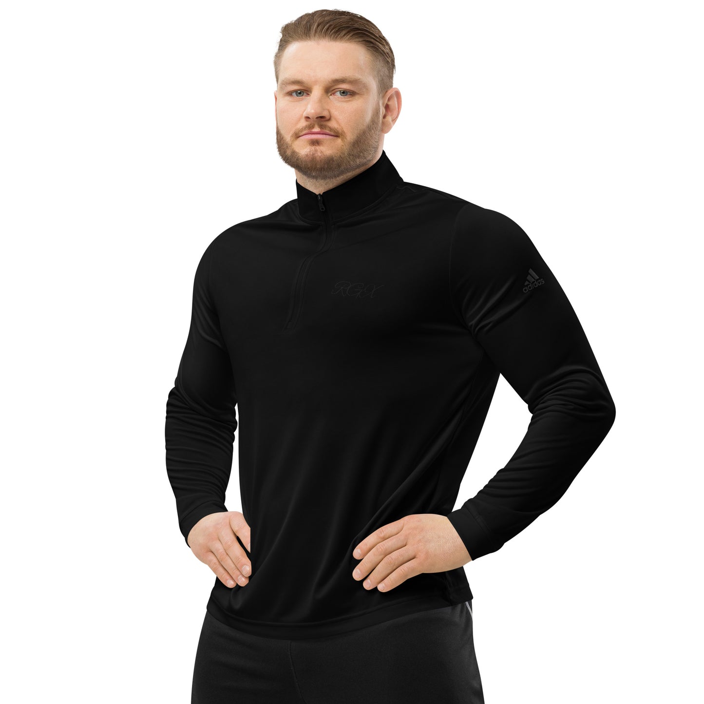 Black logo Quarter zip pullover
