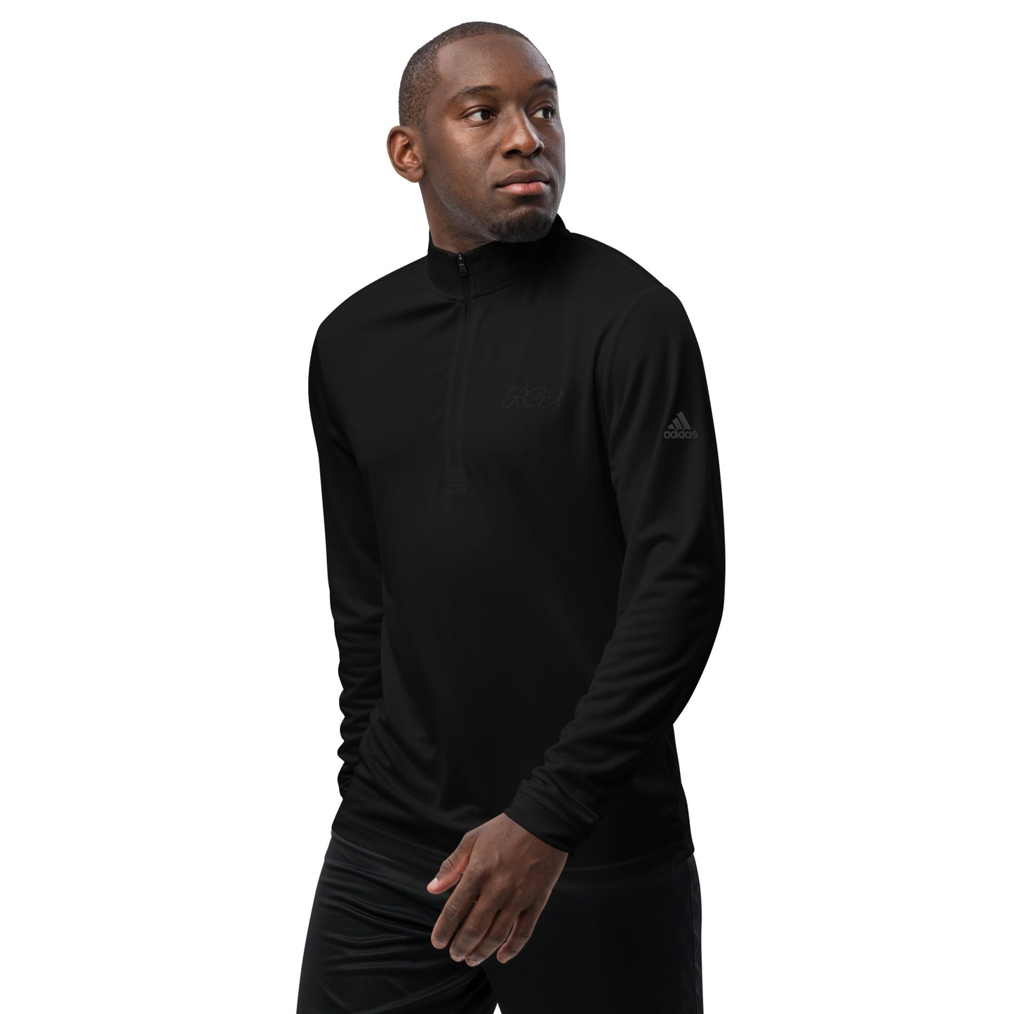 Black logo Quarter zip pullover