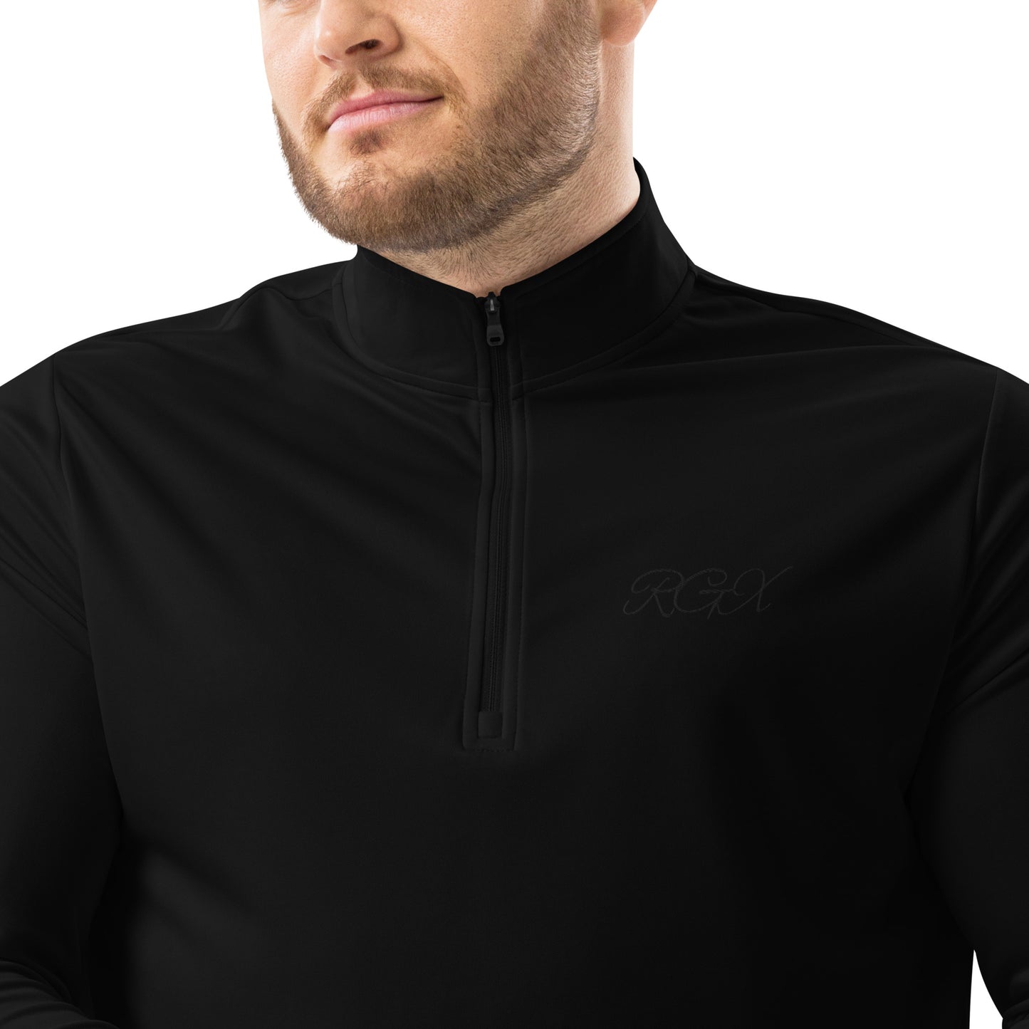 Black logo Quarter zip pullover