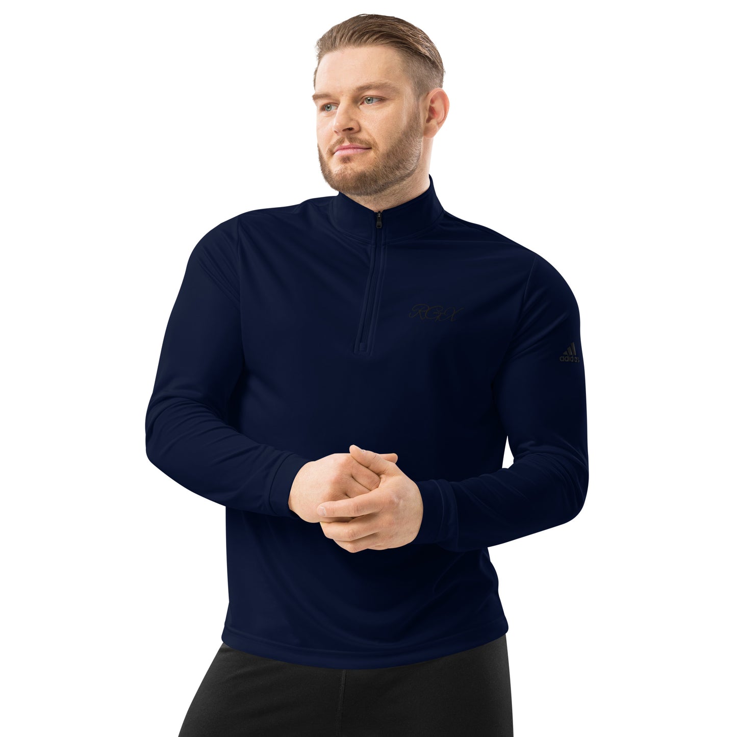 Black logo Quarter zip pullover