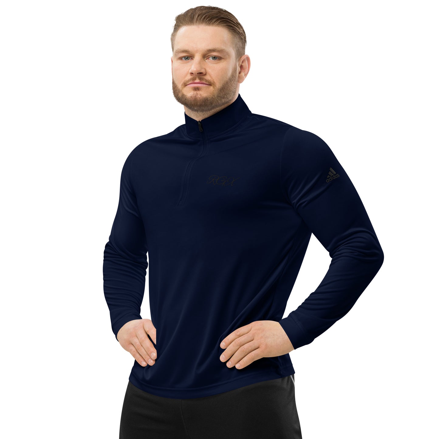 Black logo Quarter zip pullover