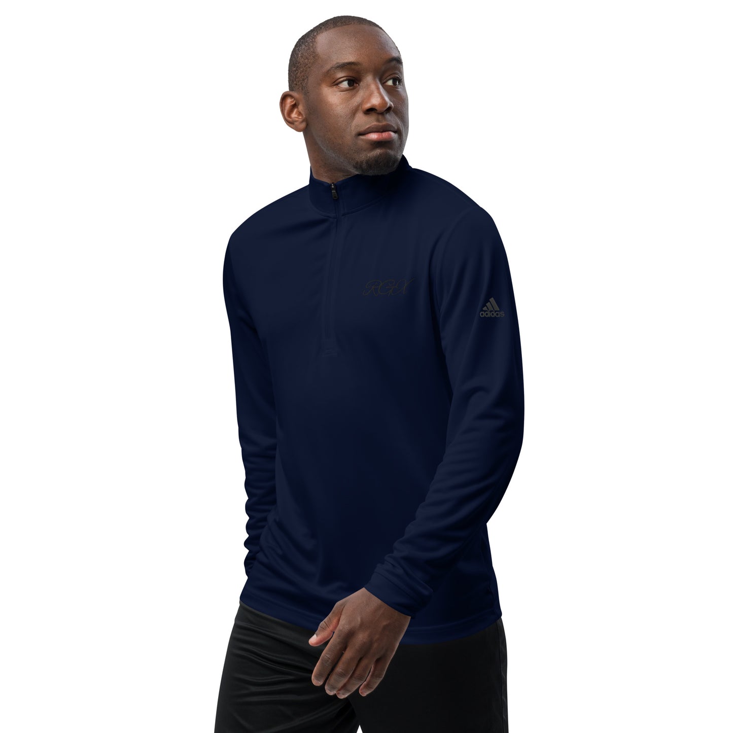 Black logo Quarter zip pullover