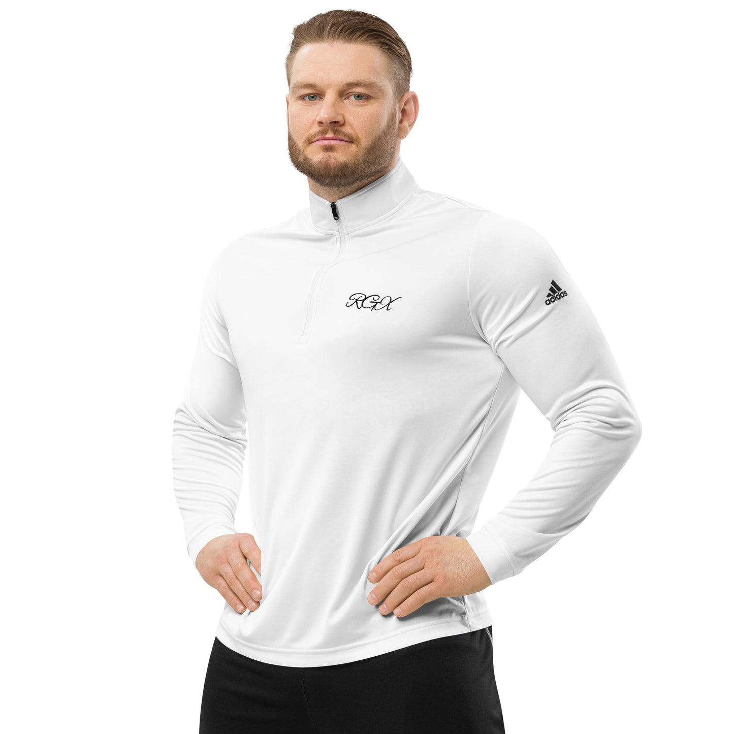 Black logo Quarter zip pullover