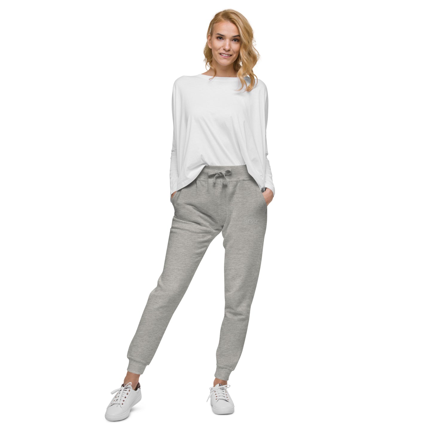 White fleece sweatpants