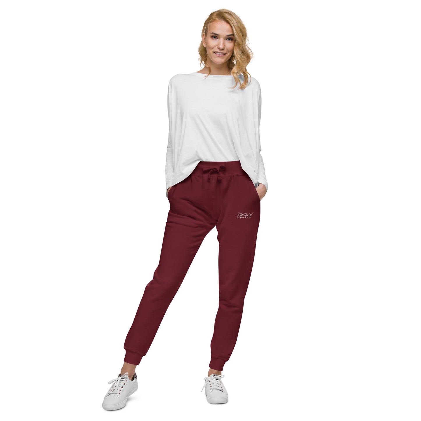 White fleece sweatpants