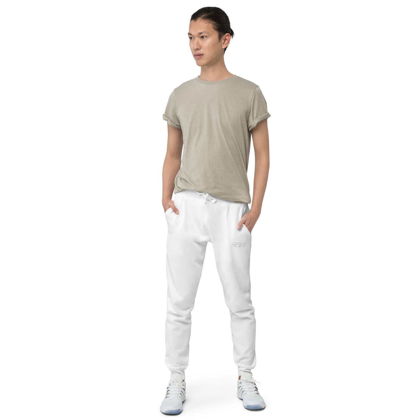 White fleece sweatpants