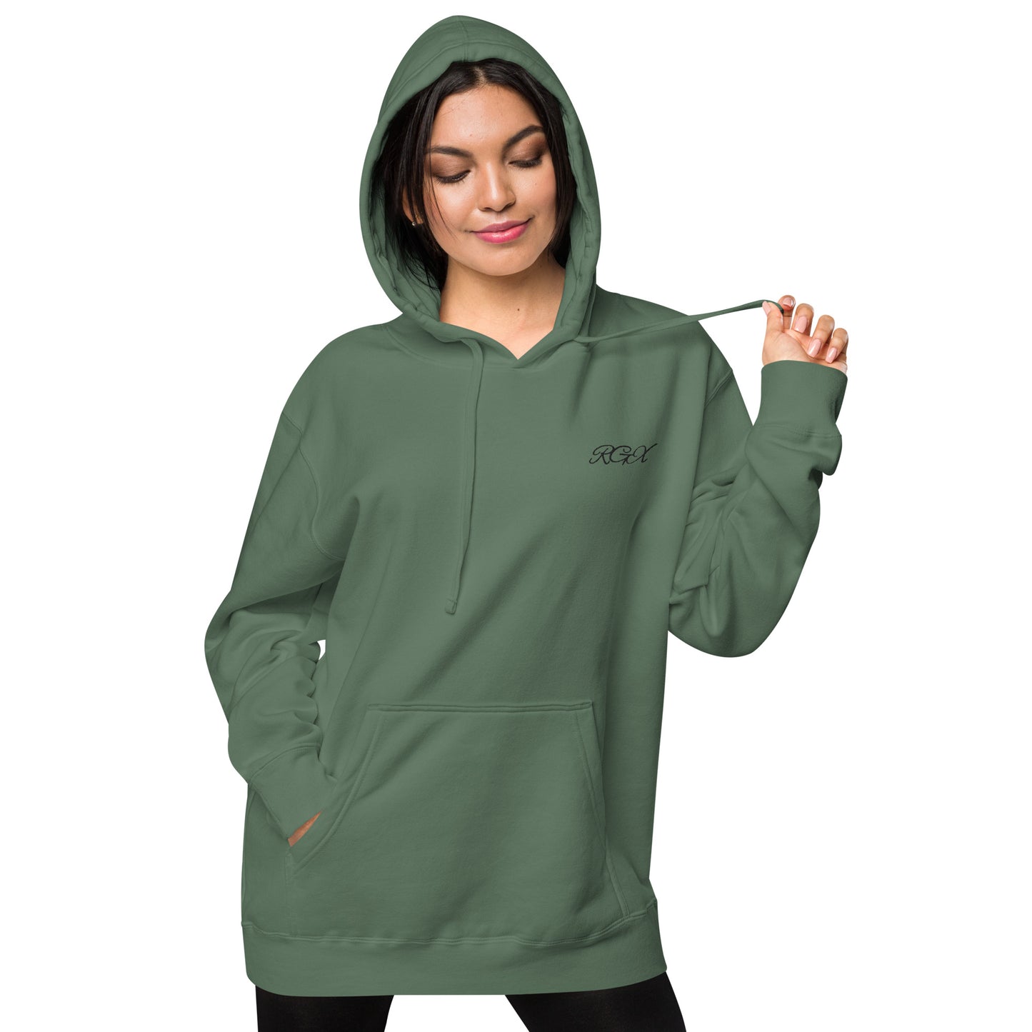 Black logo pigment-dyed hoodie