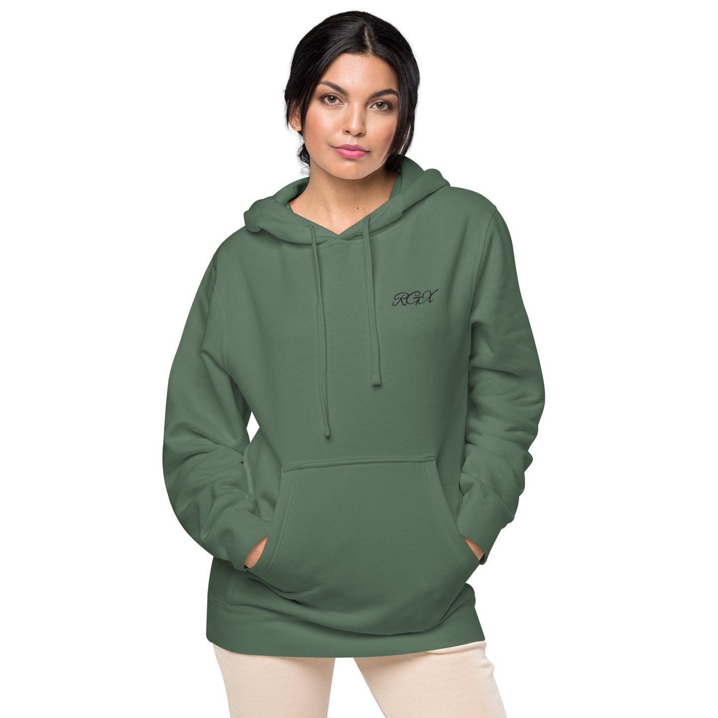 Black logo pigment-dyed hoodie