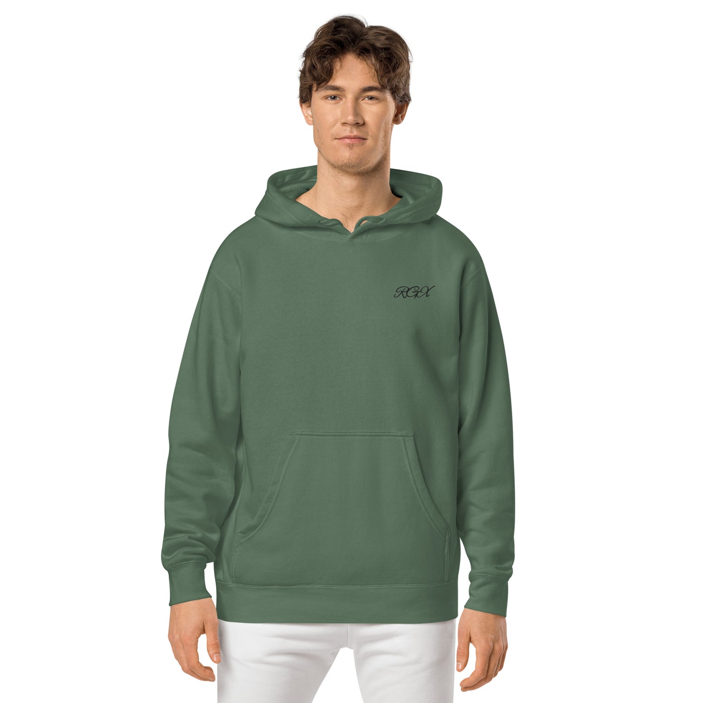 Black logo pigment-dyed hoodie
