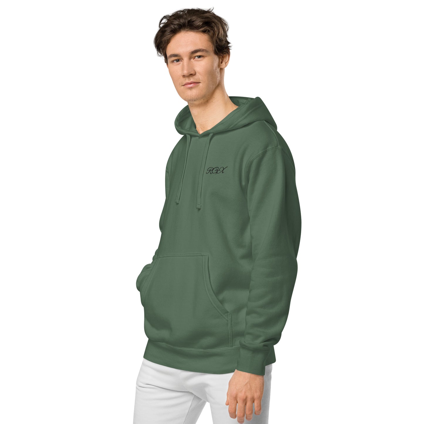 Black logo pigment-dyed hoodie