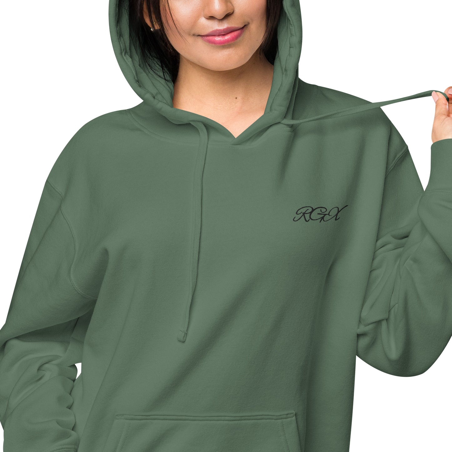 Black logo pigment-dyed hoodie