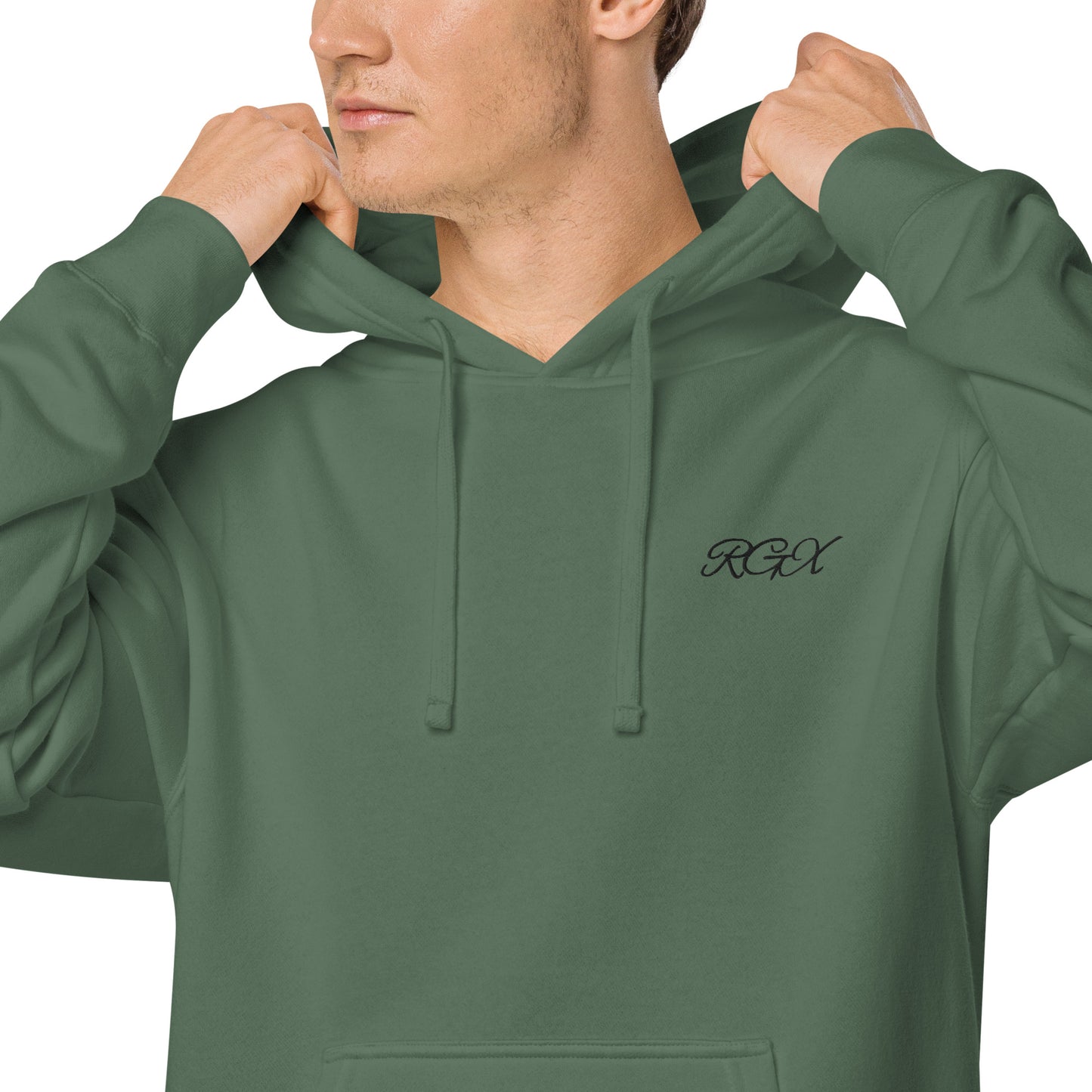 Black logo pigment-dyed hoodie