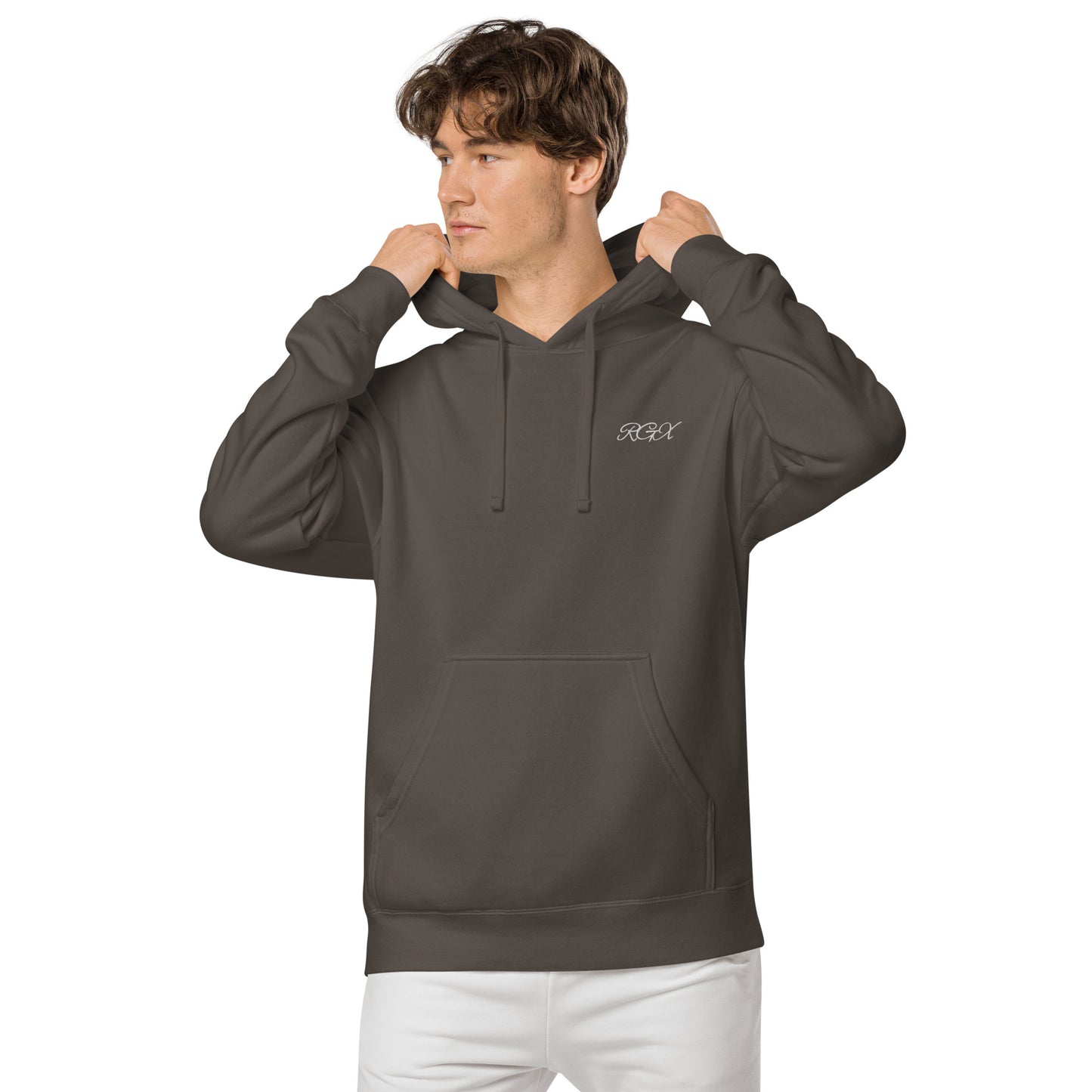 White logo pigment-dyed hoodie