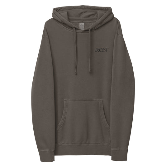 Black logo pigment-dyed hoodie