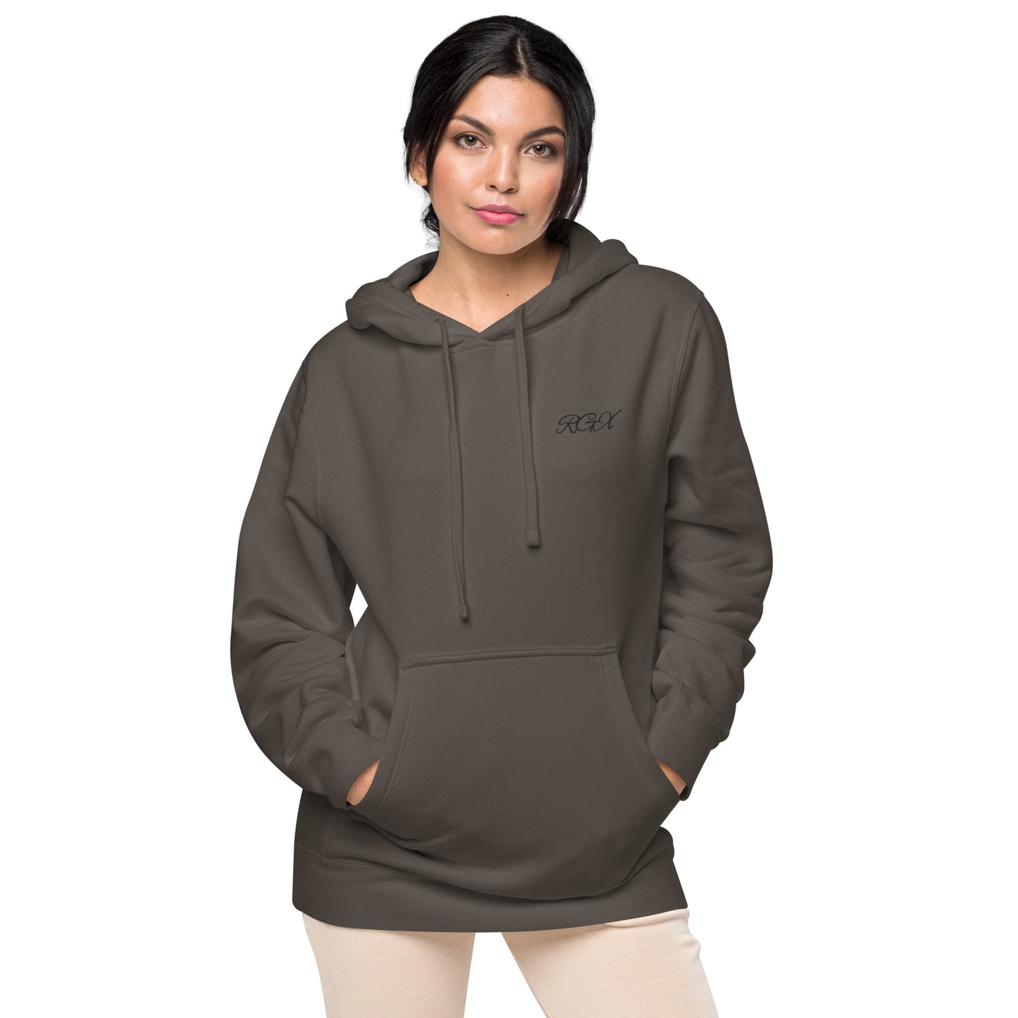 Black logo pigment-dyed hoodie