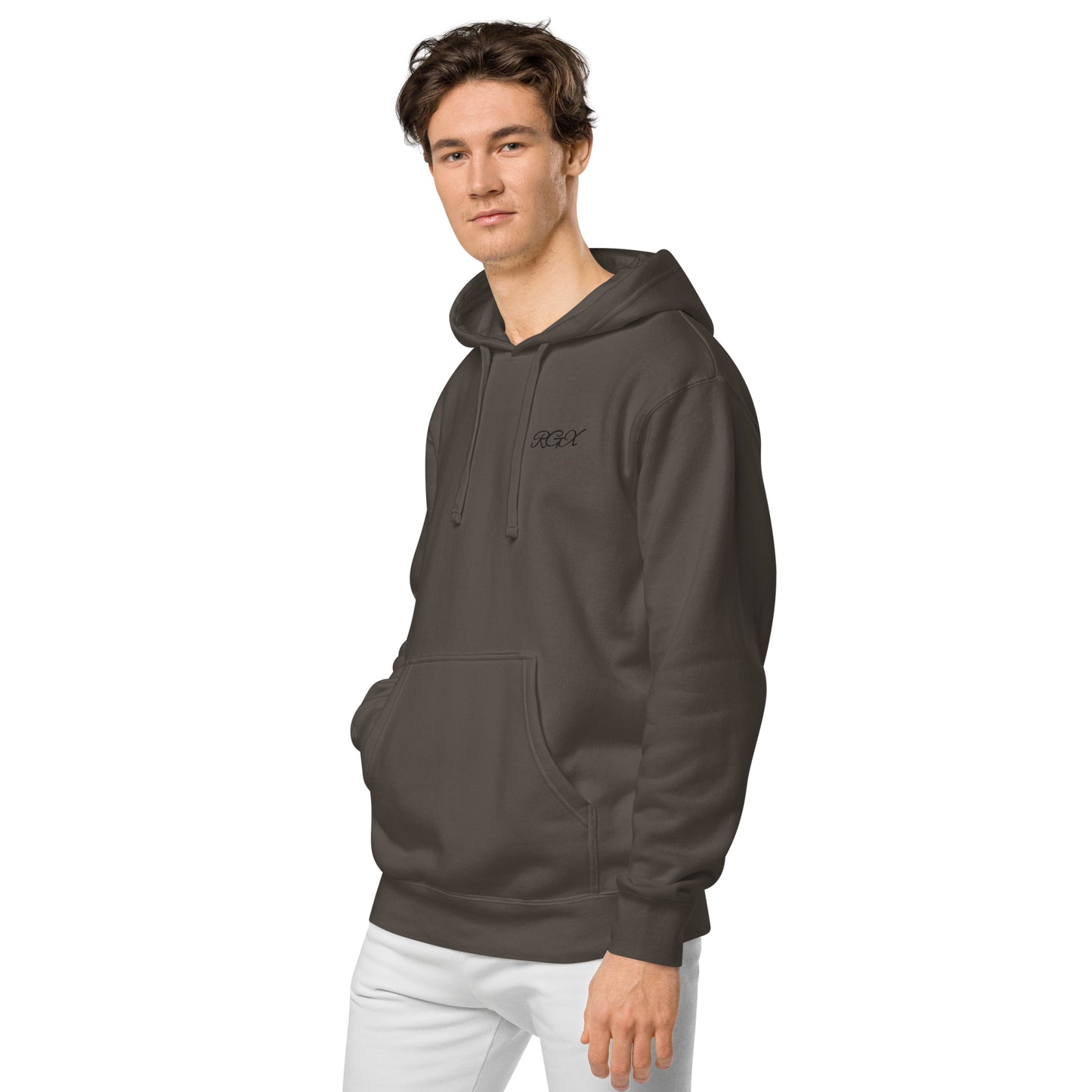 Black logo pigment-dyed hoodie