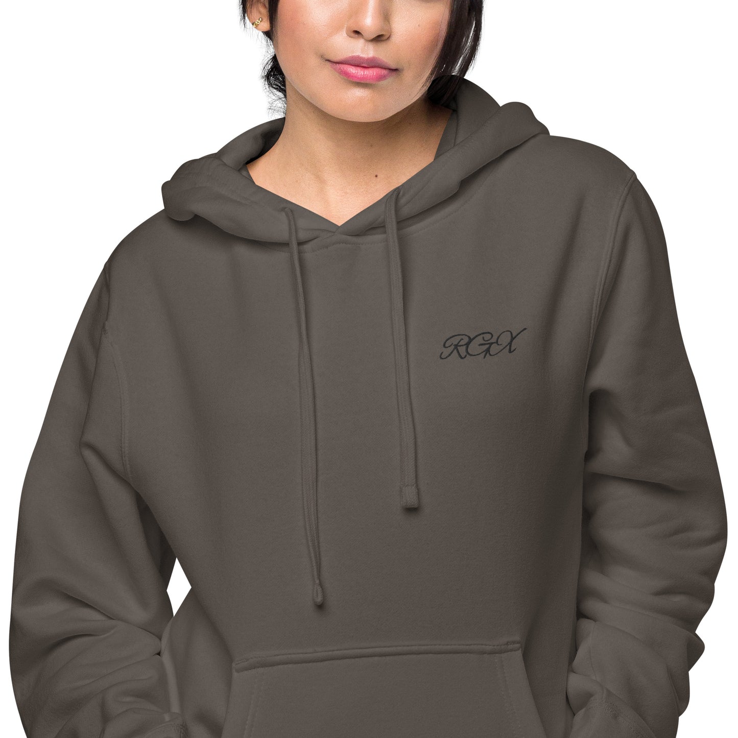 Black logo pigment-dyed hoodie