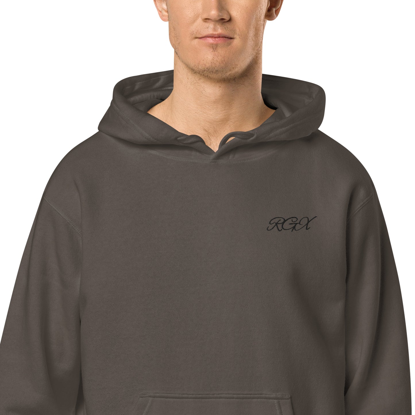 Black logo pigment-dyed hoodie