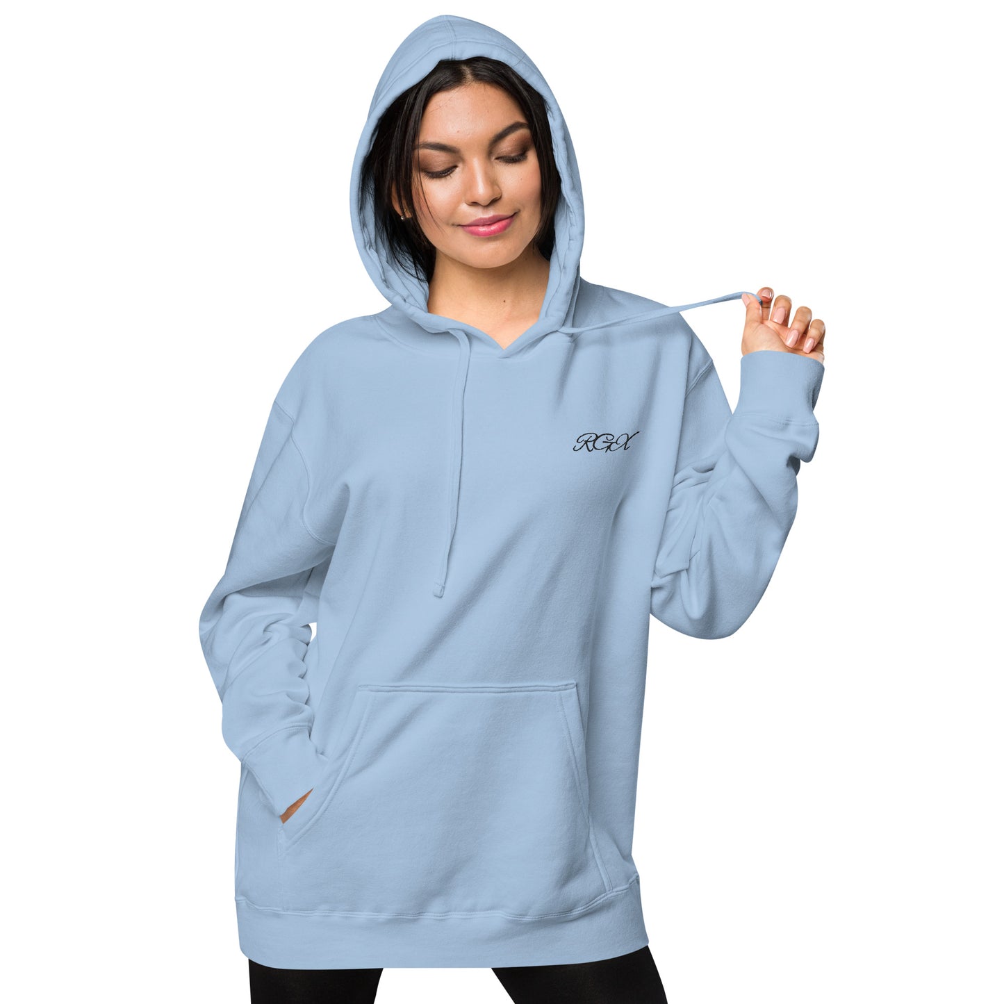 Black logo pigment-dyed hoodie