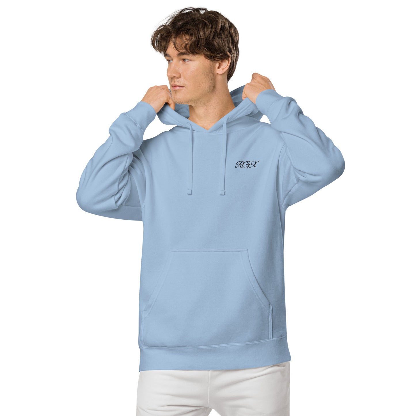 Black logo pigment-dyed hoodie
