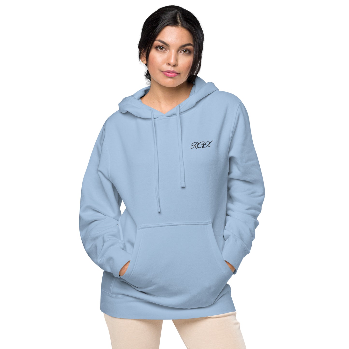 Black logo pigment-dyed hoodie
