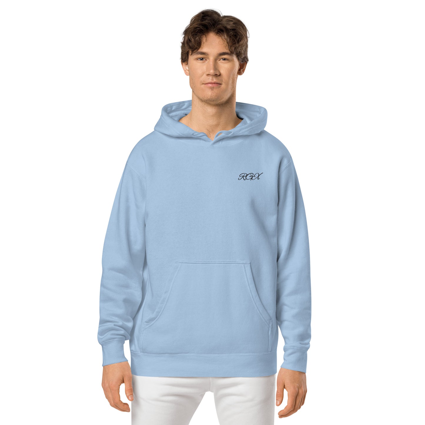 Black logo pigment-dyed hoodie