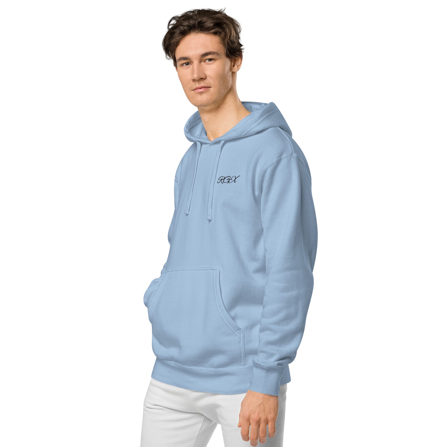 Black logo pigment-dyed hoodie