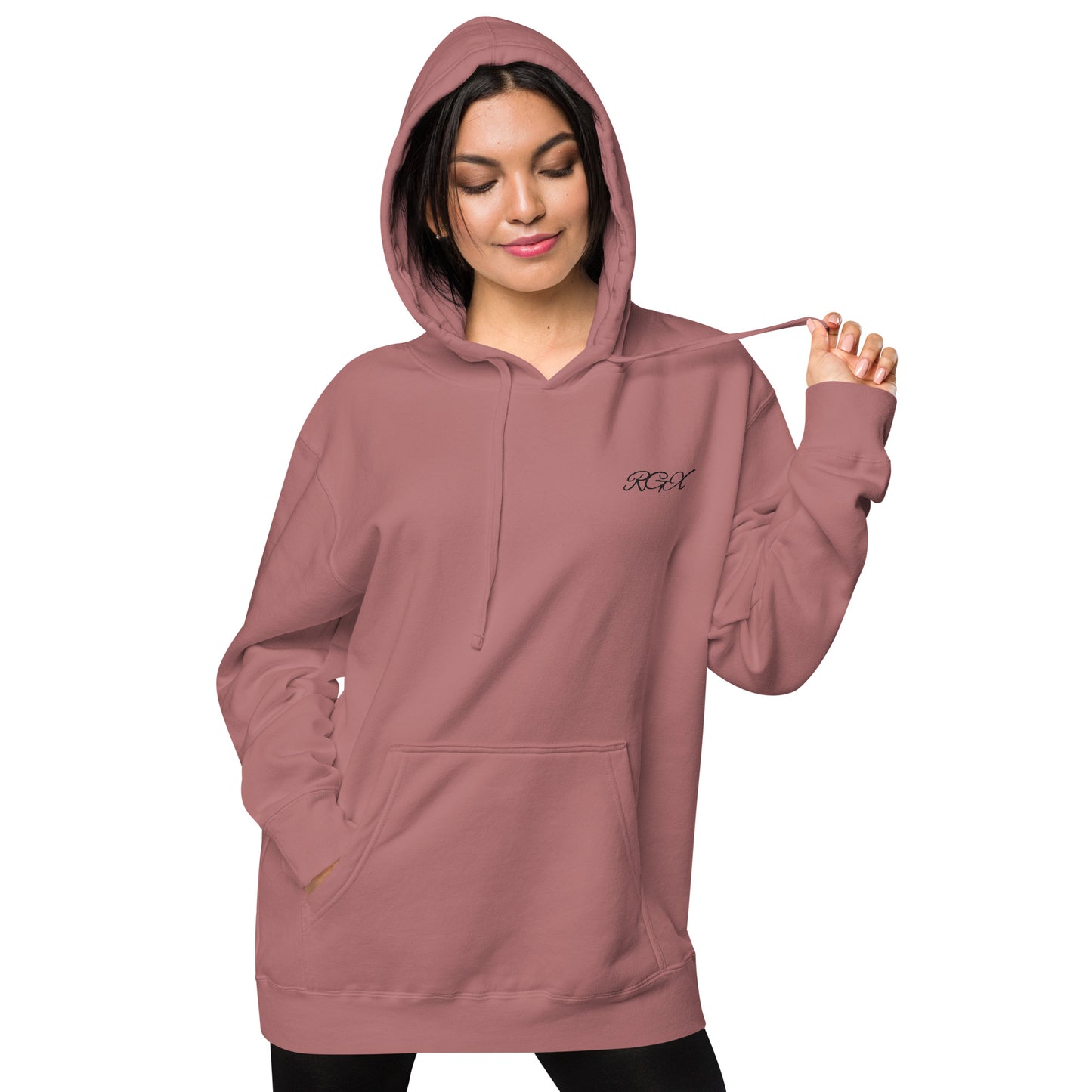 Black logo pigment-dyed hoodie