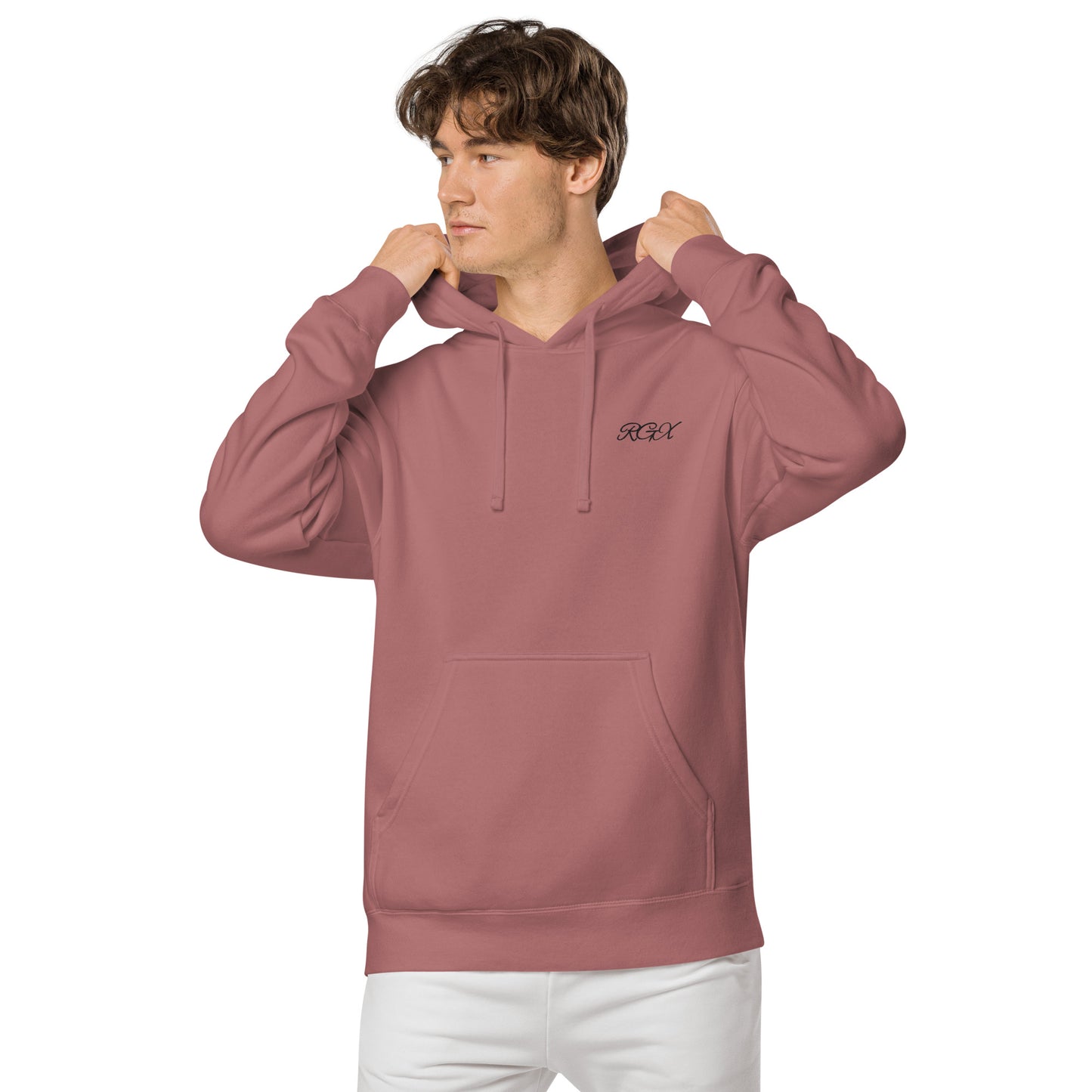 Black logo pigment-dyed hoodie
