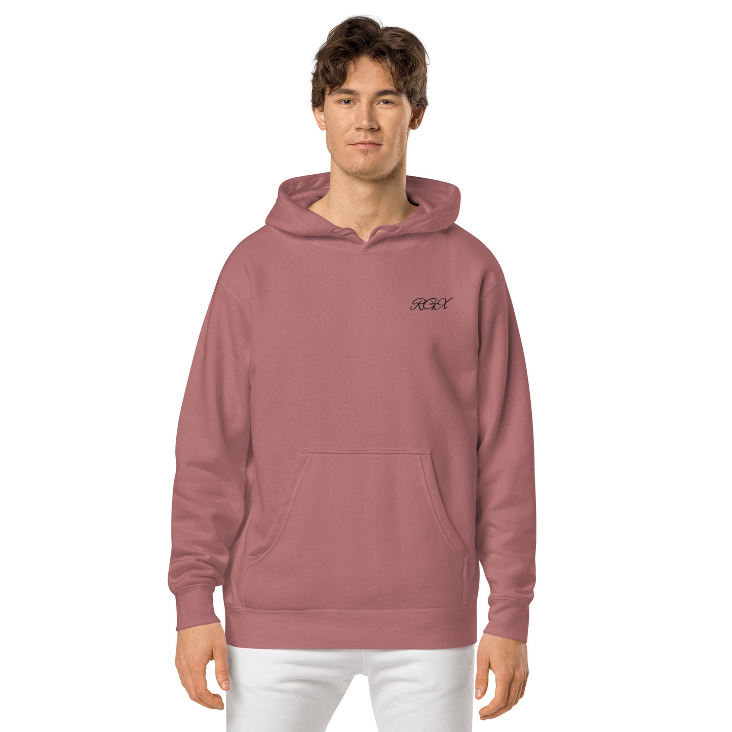 Black logo pigment-dyed hoodie