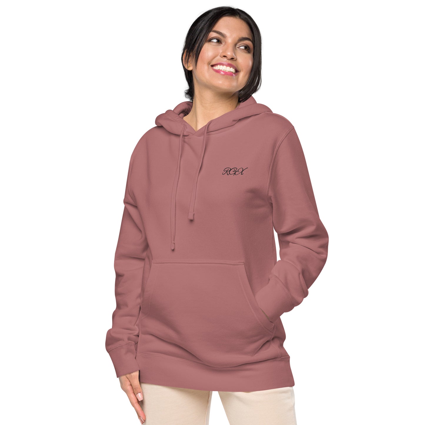 Black logo pigment-dyed hoodie