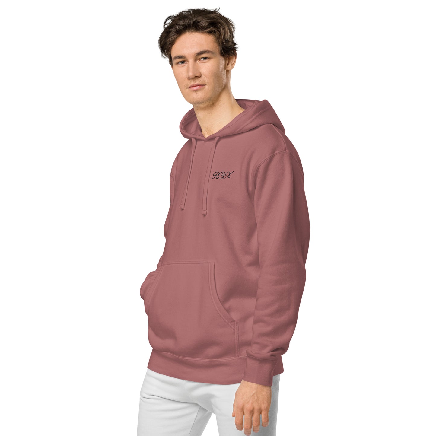 Black logo pigment-dyed hoodie