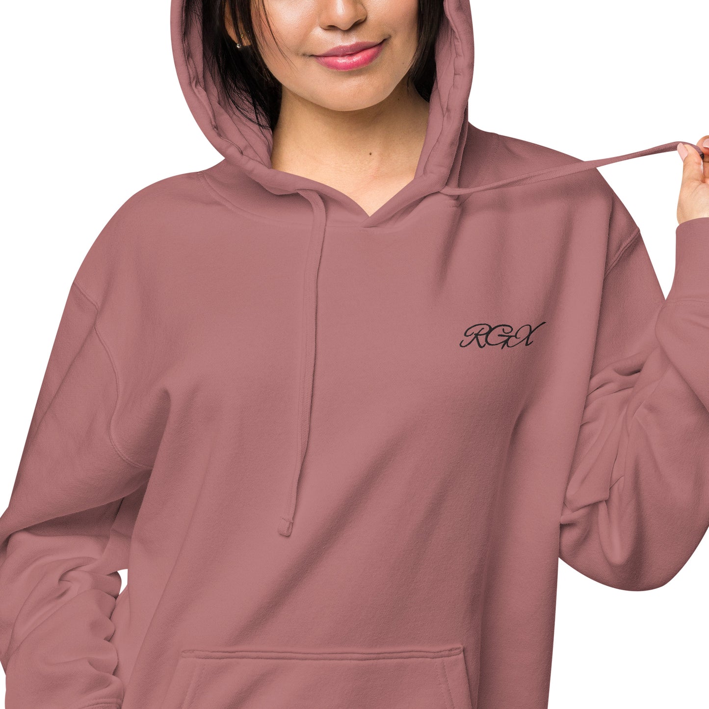 Black logo pigment-dyed hoodie