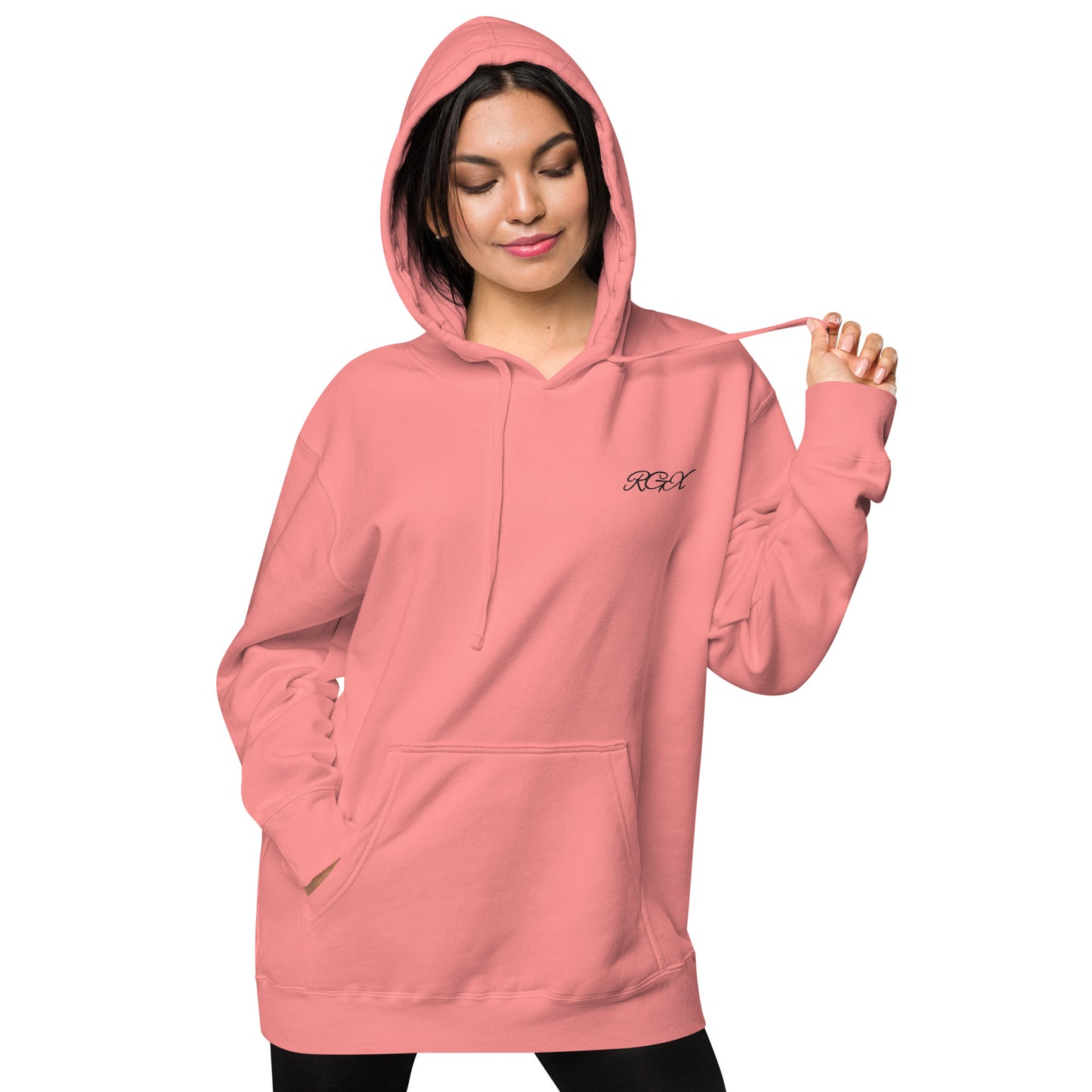 Black logo pigment-dyed hoodie