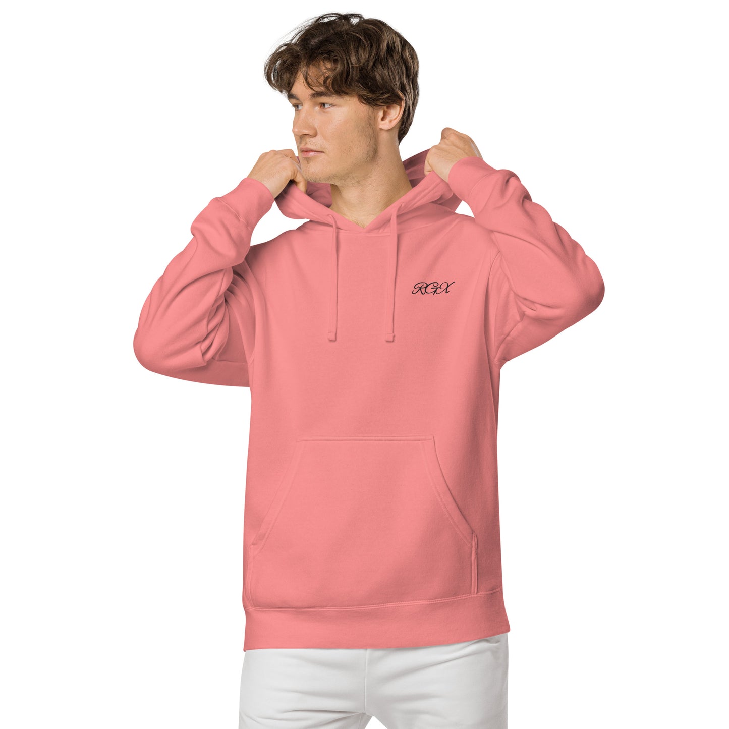 Black logo pigment-dyed hoodie