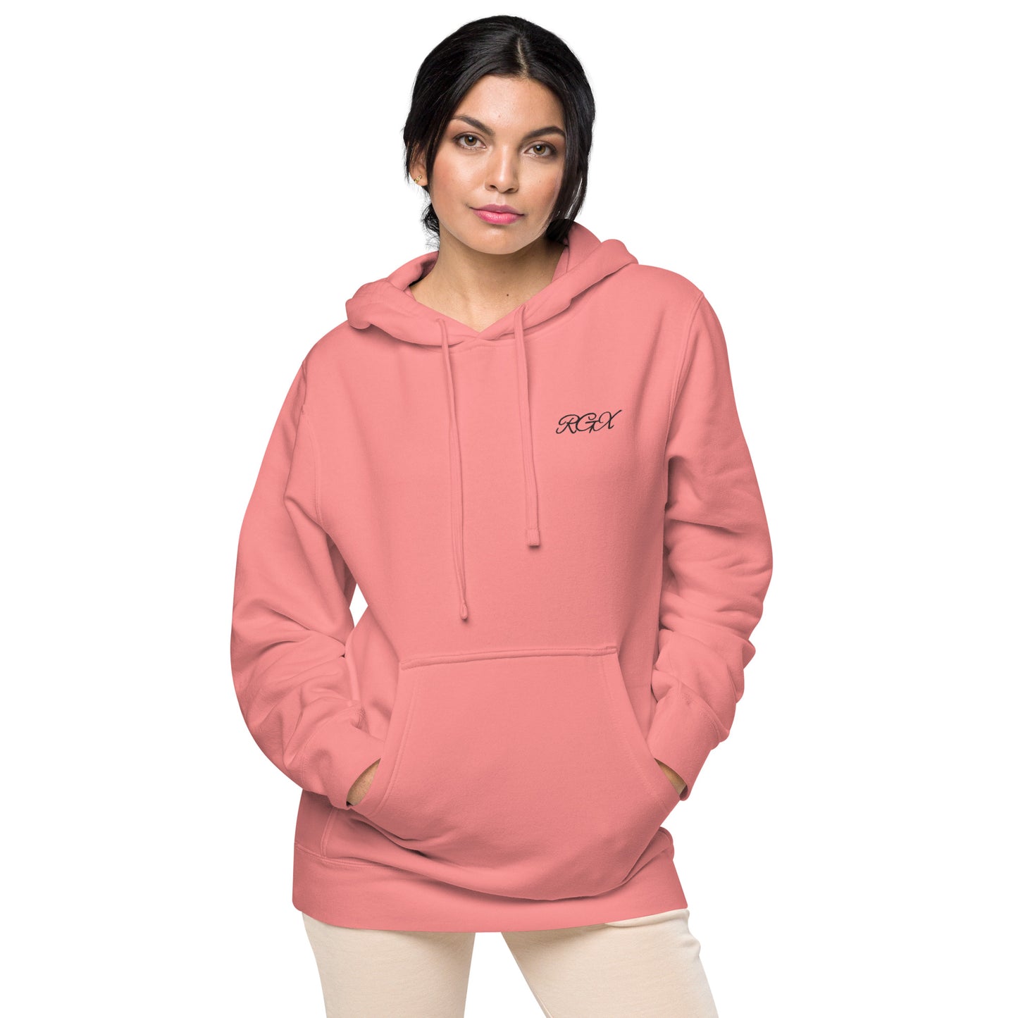 Black logo pigment-dyed hoodie