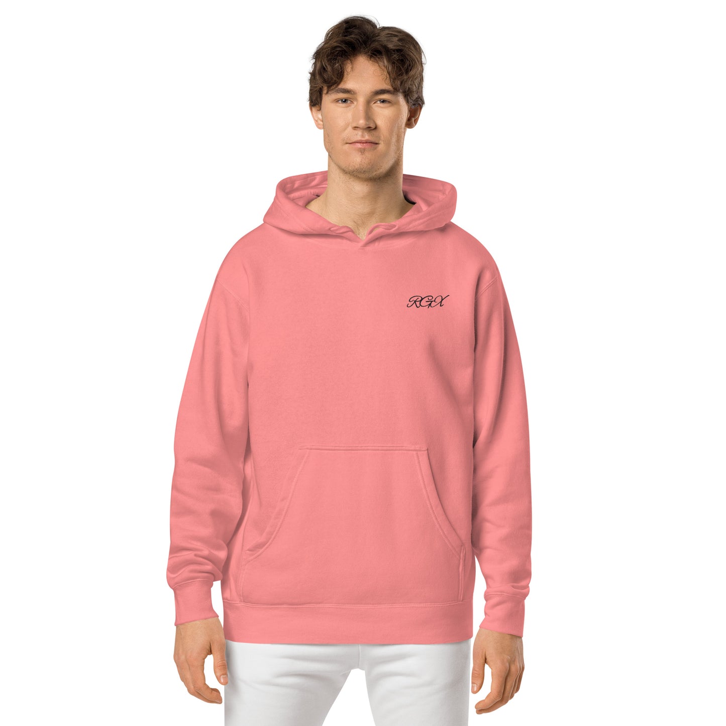 Black logo pigment-dyed hoodie