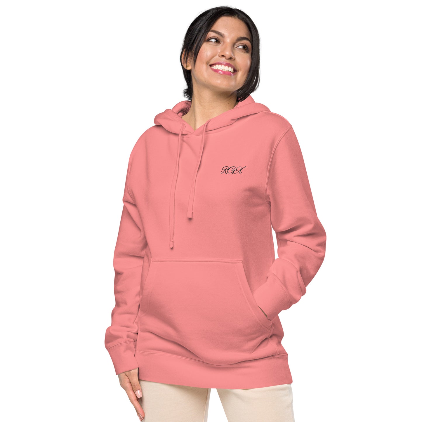 Black logo pigment-dyed hoodie