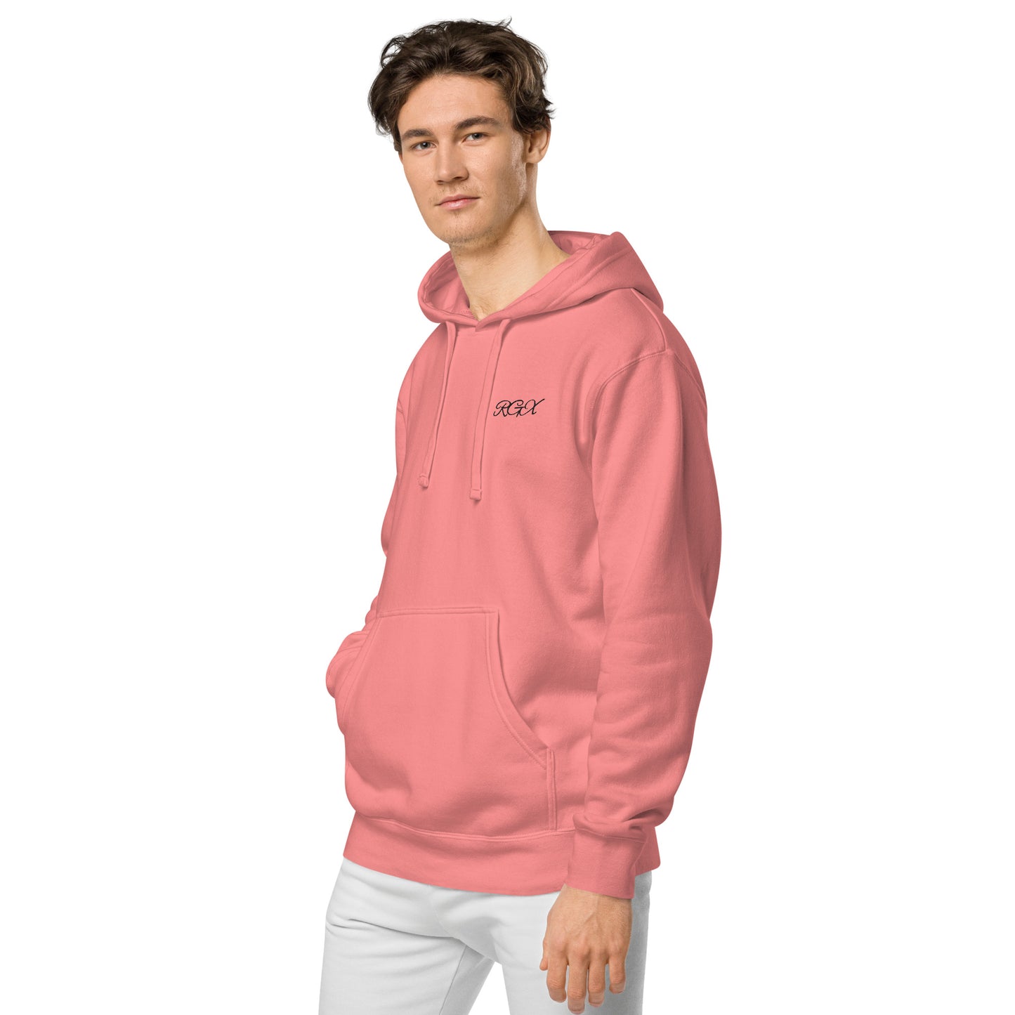 Black logo pigment-dyed hoodie