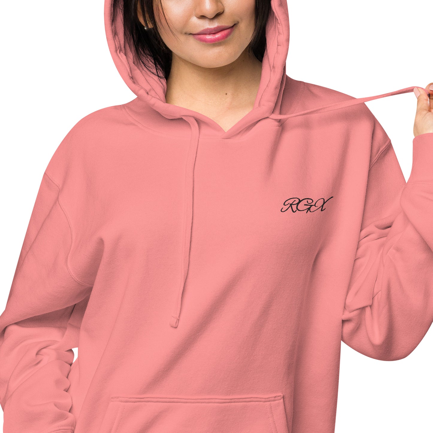 Black logo pigment-dyed hoodie