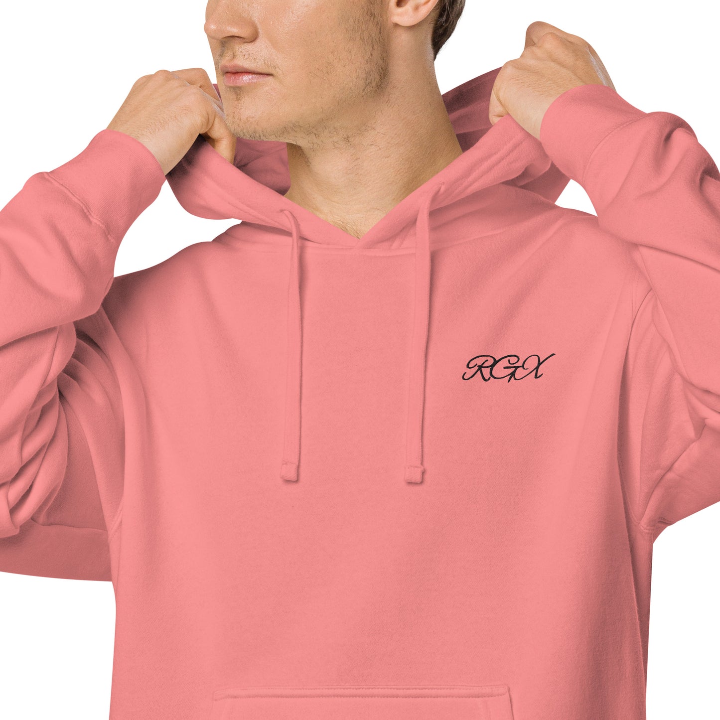 Black logo pigment-dyed hoodie