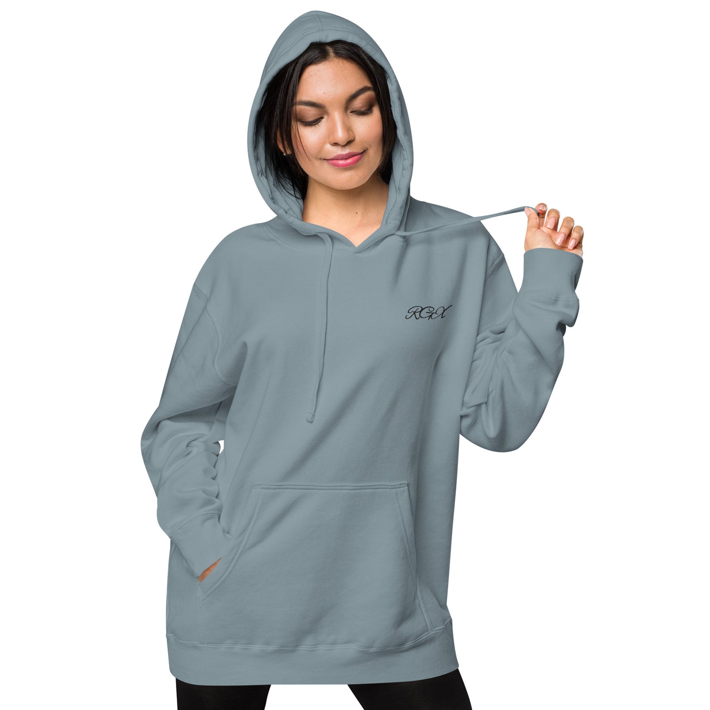 Black logo pigment-dyed hoodie
