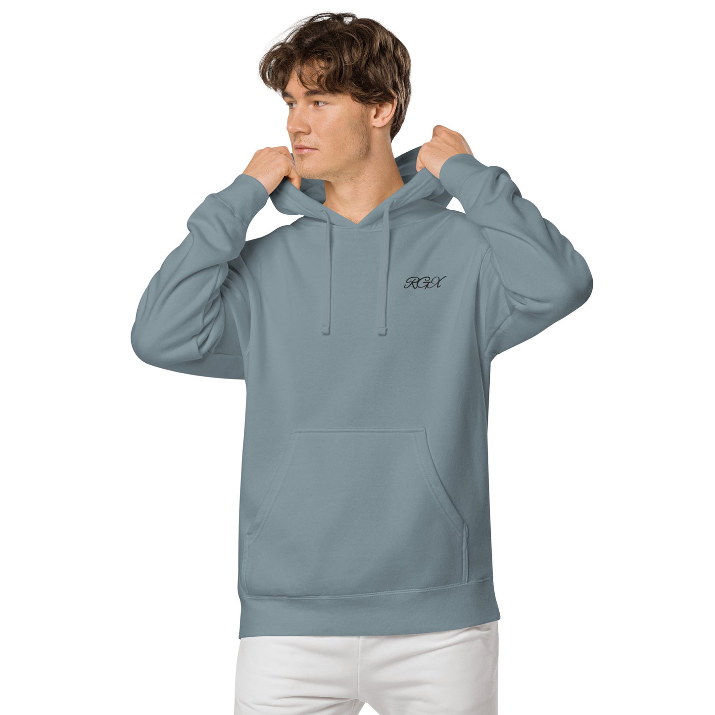 Black logo pigment-dyed hoodie