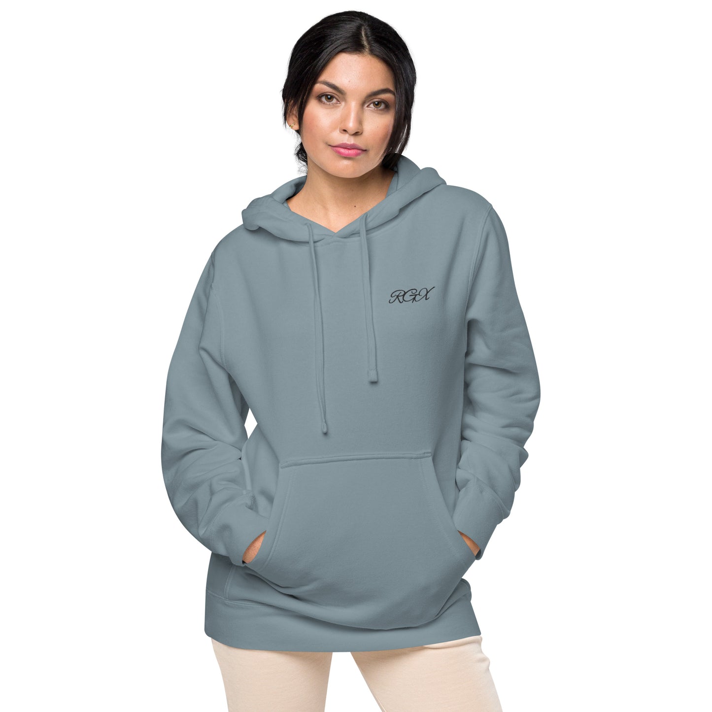 Black logo pigment-dyed hoodie