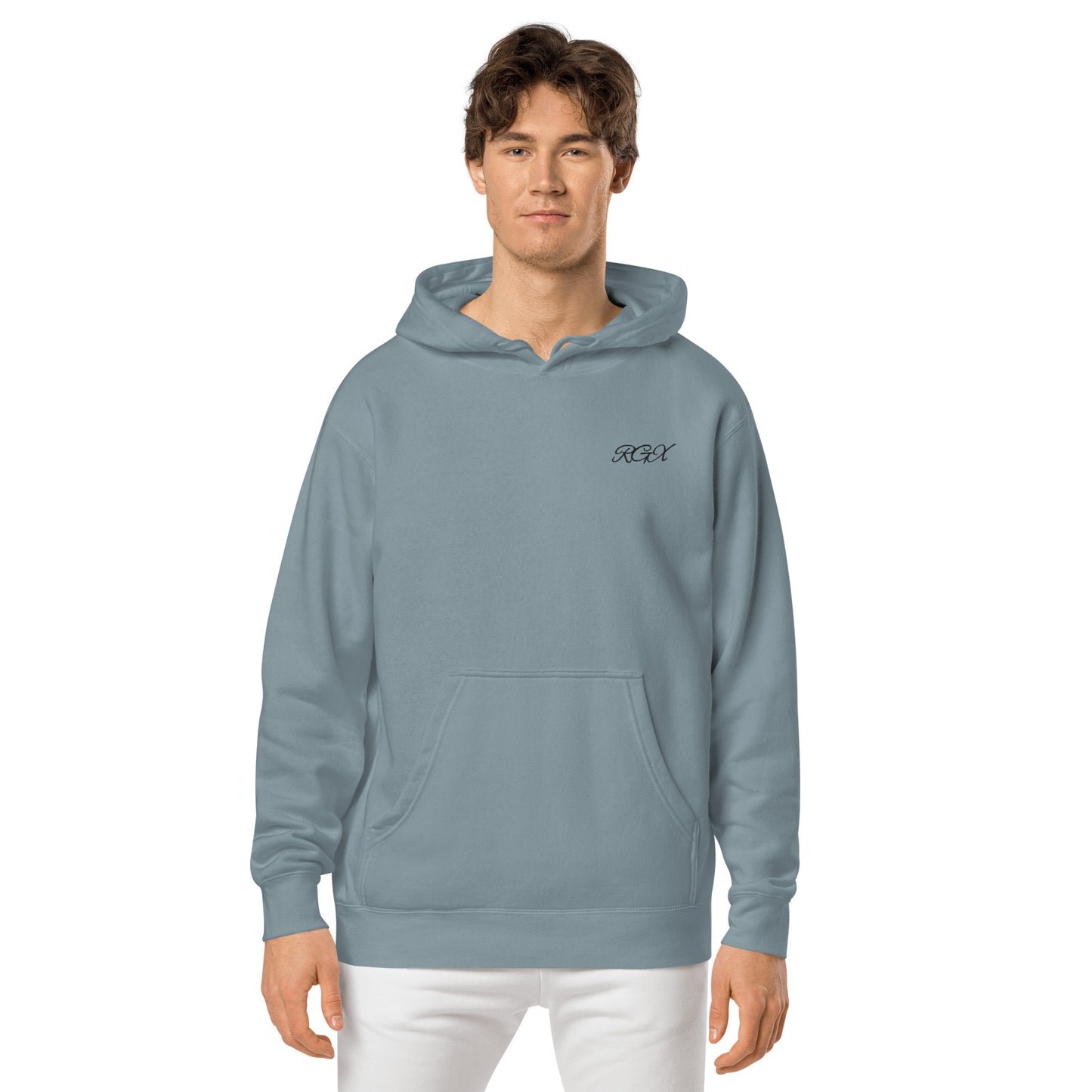 Black logo pigment-dyed hoodie