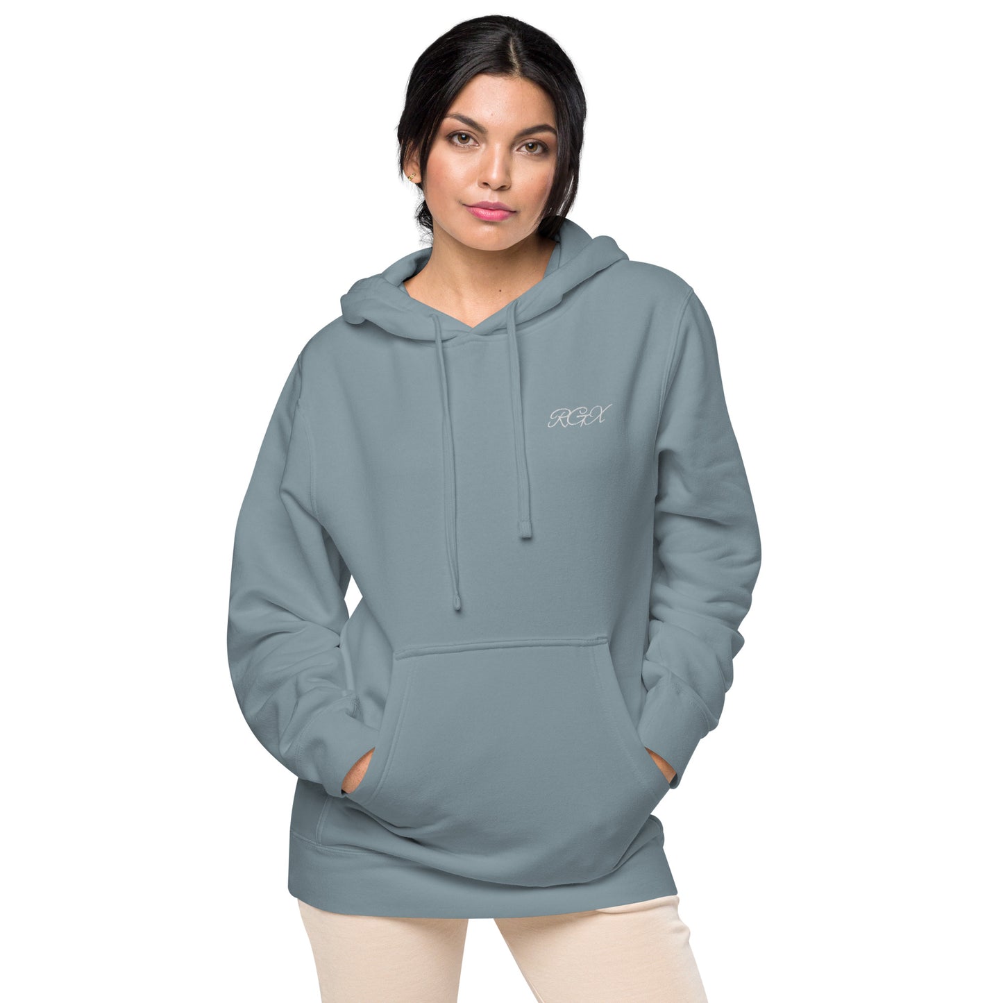 White logo pigment-dyed hoodie