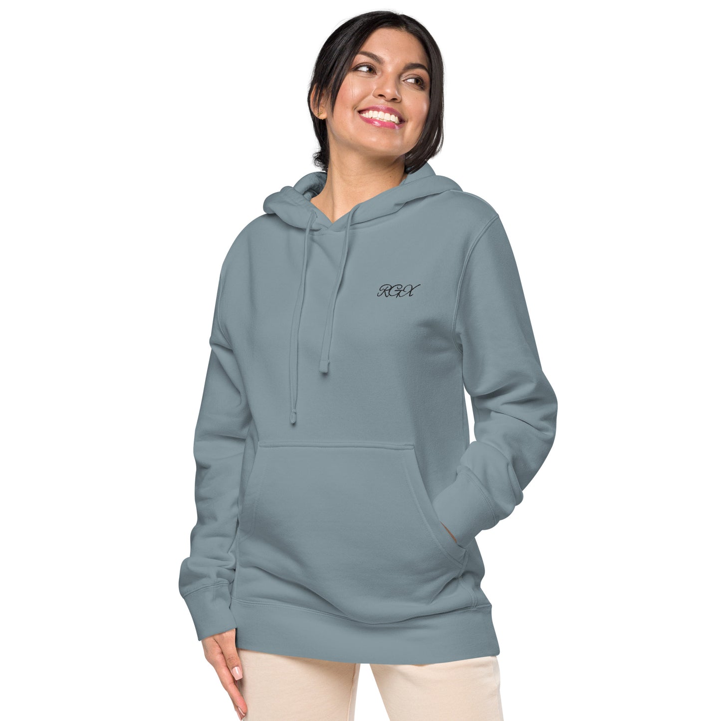 Black logo pigment-dyed hoodie