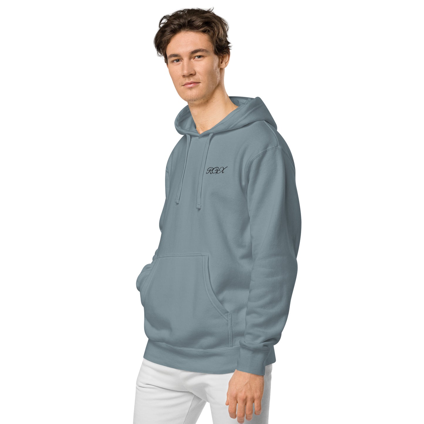Black logo pigment-dyed hoodie